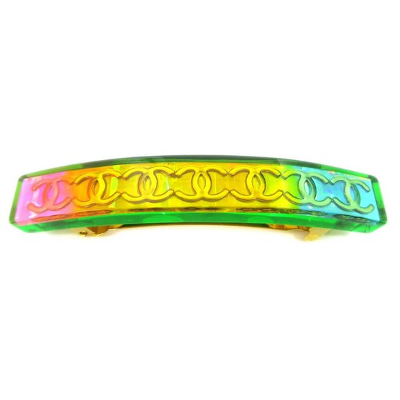 CHANEL CC Logos Hair Clip Hairpin Barrette Rainbow main image 4